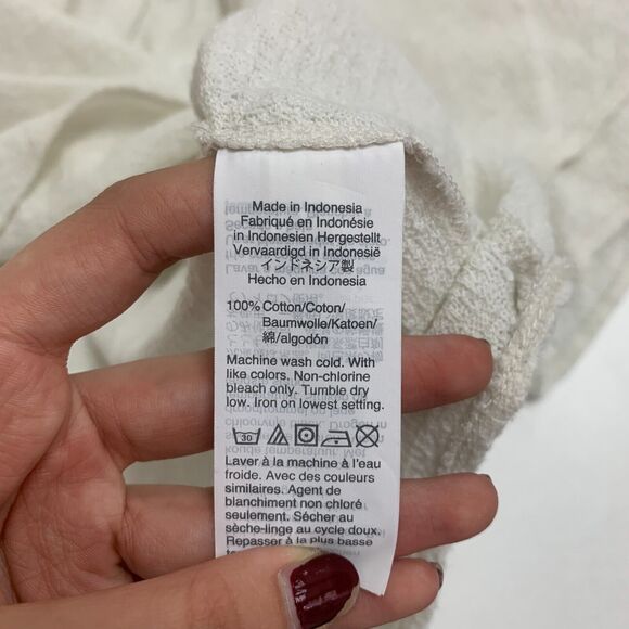 Madewell Textured Thread Top Women M Ivory Tiered Sleeve Keyhole Textured - Picture 9 of 13